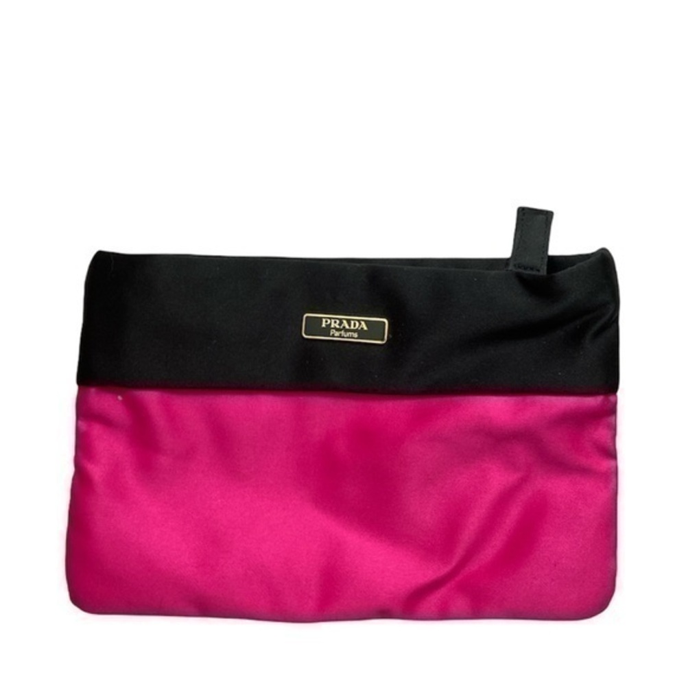 Prada perfums pink black makeup cosmetic bag